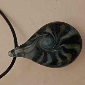GLASS PENDANT on Adjustable Black Cord Necklace
